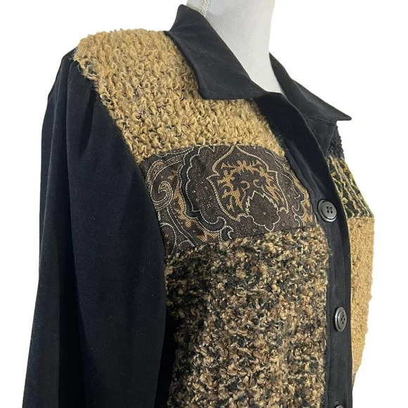 First Option Vintage Jacket Moleskin Chenille Herringbone Patchwork 90s Medium - Picture 5 of 9